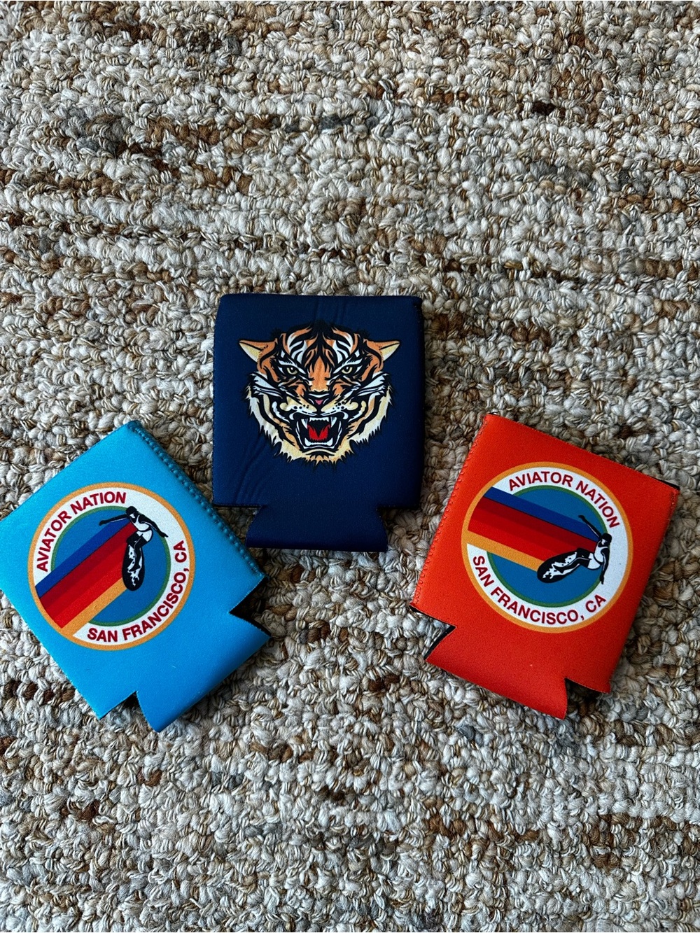 Rare Aviator Nation Can/Bottle Cooler Cozies Trio - Blue, Navy, Orange